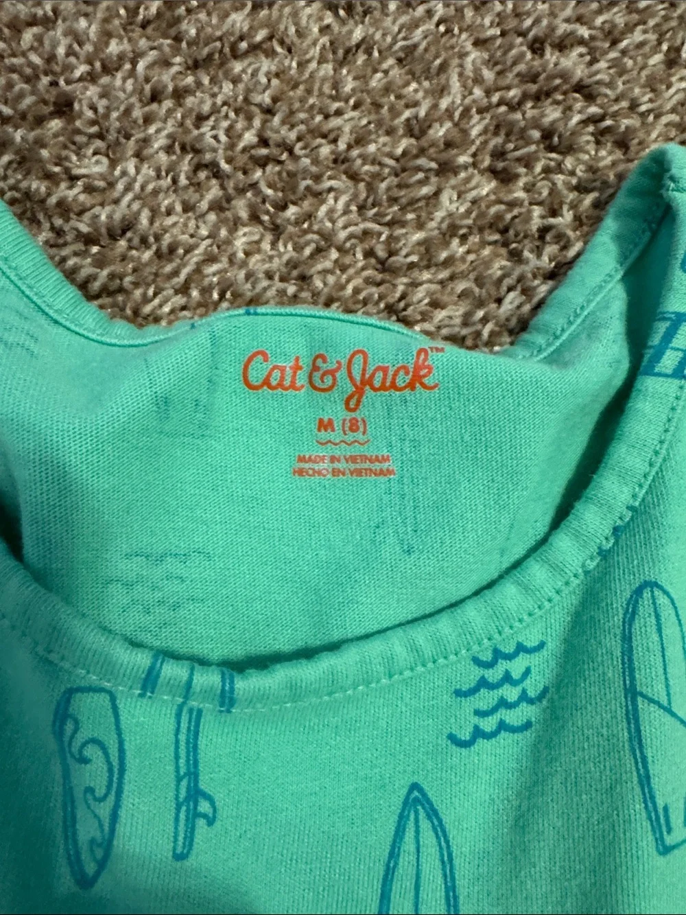 Cat & Jack Mint Tank Dress with Blue Surfboard Print